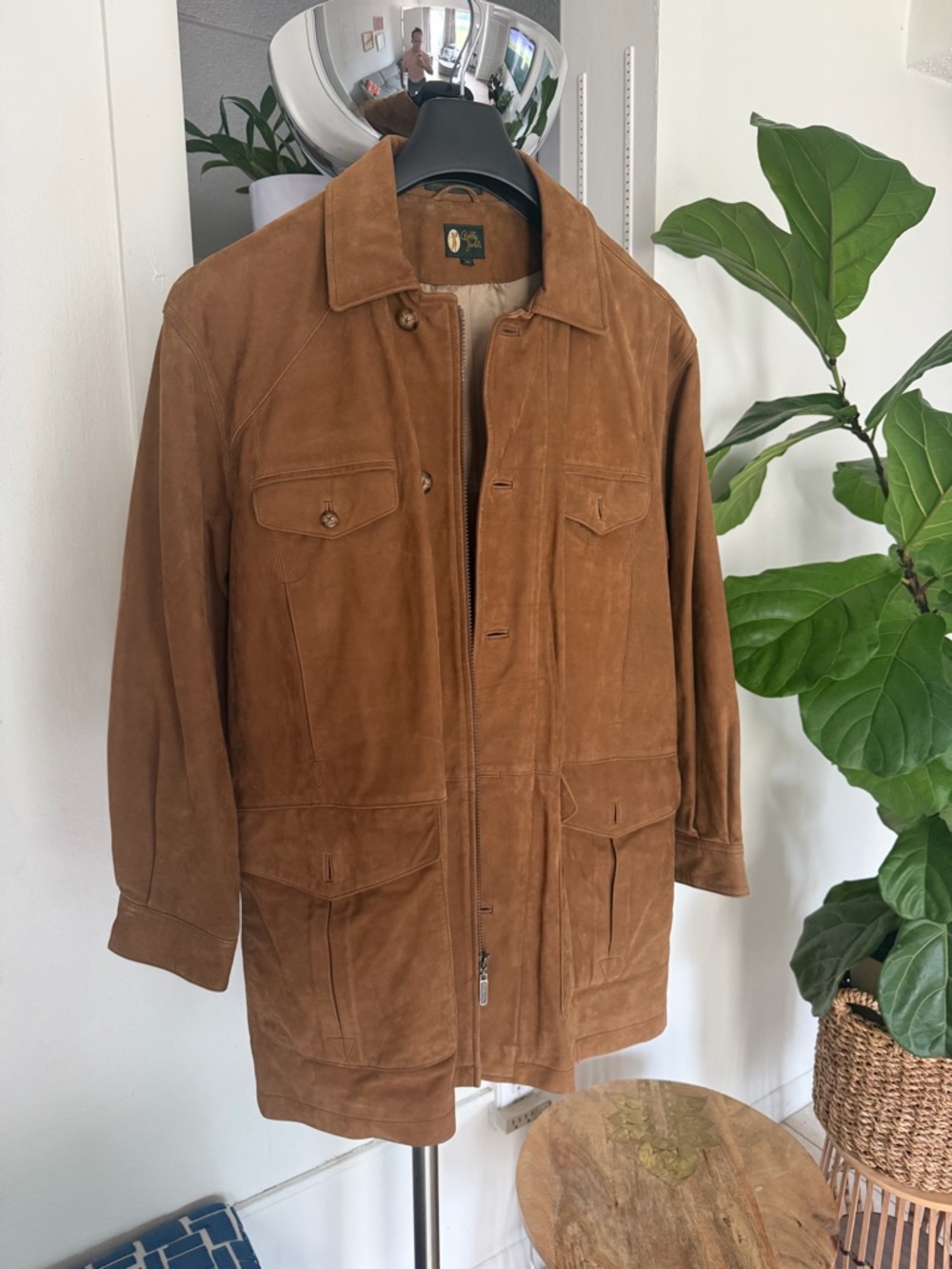 Bobby Jones Leather Suede Field Jacket in Chestnut Brown
